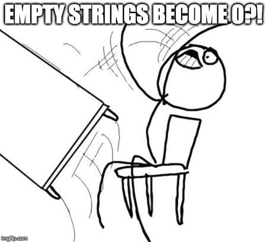 Empty strings become 0